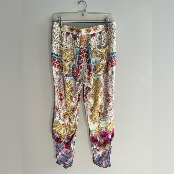 Johnny Was S Landa Printed Satin Drawstring Cargo Pants - Picture 7 of 8